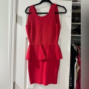 Bcbg peplum red dress size XS